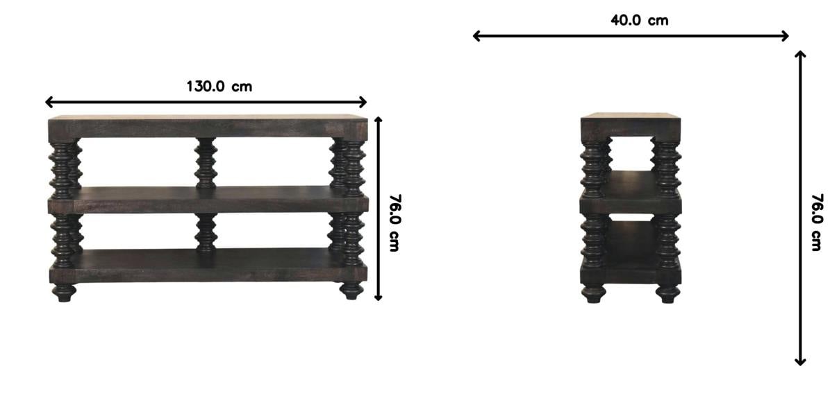 Artisan Furniture Spindle Shelf Console in Carbon Ash