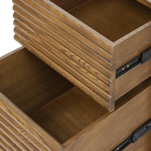 Wyld Haus Velagio Natural Oak Ribbed 2 Drawer Bedside Table