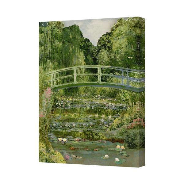 Benjamin Tate Design Impressionist Water Lily Pond Bridge Canvas Wall Art Print