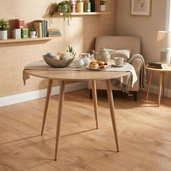 Kosy Koala Dining Table Beige Wood Kitchen Place for 4 Seats, Dining Table Only (Beige H 75 x L 90 x W 90 cm)