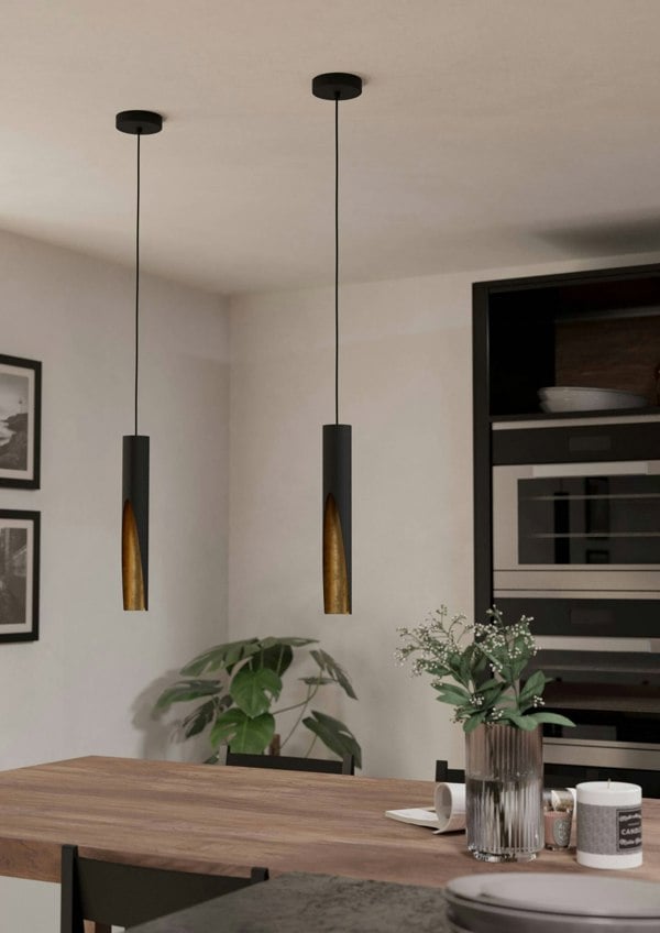 EGLO Barbotto Black And Gold Steel Modern Pendant Light