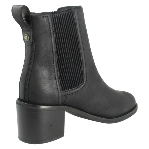 Clarks Ladies Clarks Block Heel Pull On Leather Ankle Boots Chamberly Top