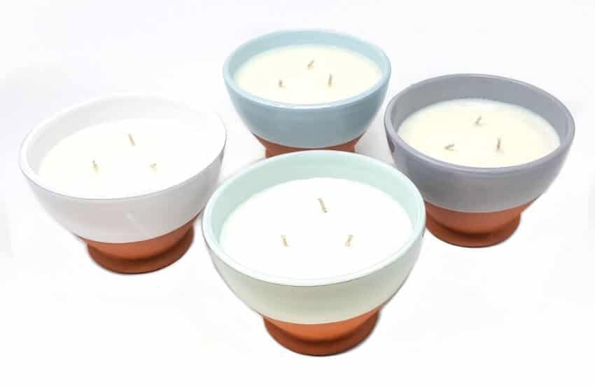 Rustic Pastel Round Footed Reusable Bowl Soy Wax Candles