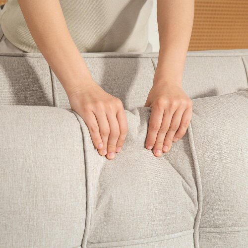 Wyld Haus Kari Fabric Beige 2 Seater Pull Out Sofa Bed
