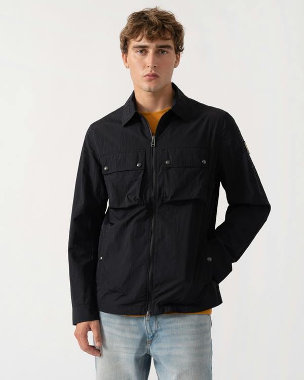 Man wearing Belstaff Mens Tourer Overshirt - Black