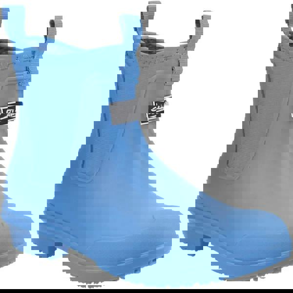 Cotswold Grosvenor Womens Pull On Ankle Wellie Wellington, blue waterproof rain boot with elastic sides and pull-on tabs.