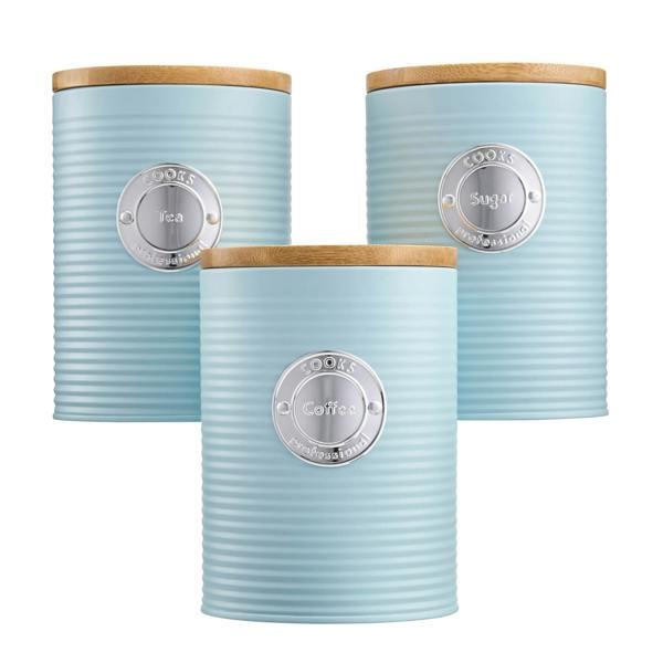 Cooks Professional 5 Piece Kitchen Storage Set with Bamboo Lids | Blue / Silver