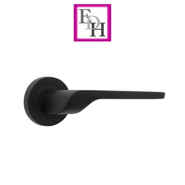 EDH Door Hardware Modern Matt Black Door Handles Internal - Uno-2 Lever Latch On Rose