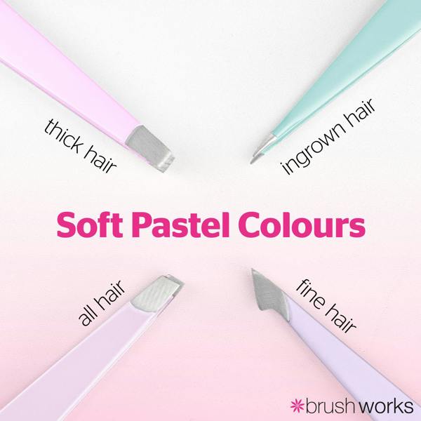 Brushworks 4 Piece Combination Tweezer Set - Pastels