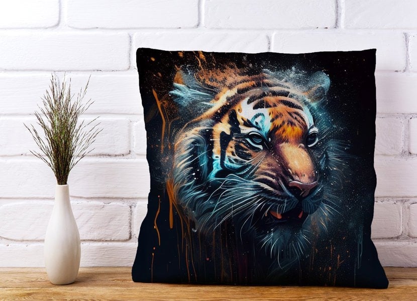 Warren Reed Tiger Face Splashart Dark Background Cushions