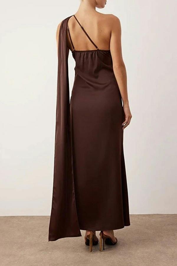WOVCOR Woven Satin Midi Unlined Dress