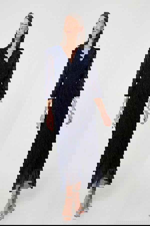 Navy | Sparkly Semi Sheer Texture Maxi Dress
