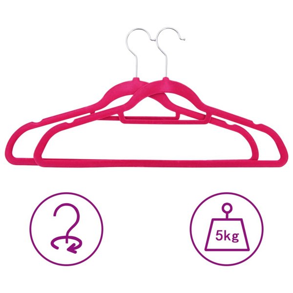 Berkfield 100 pcs Clothes Hanger Set Anti-slip Pink Velvet