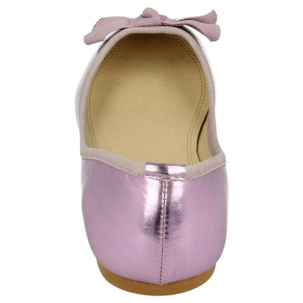 Spot On Ladies Spot On Flat Ballerina Ribbon Bow Vamp Shoe