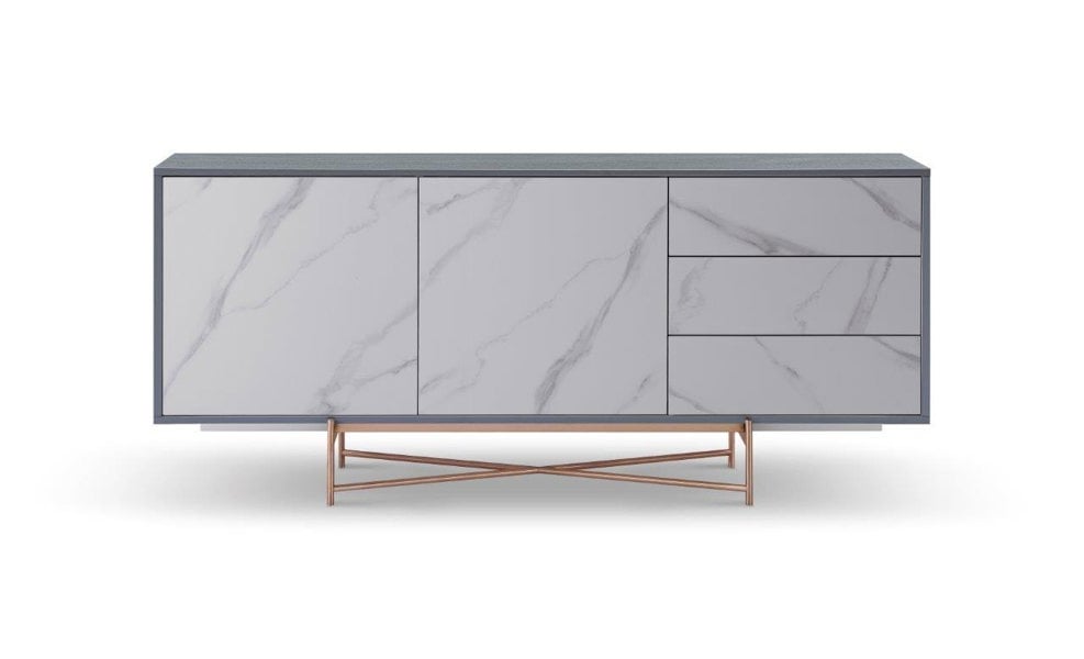 Grey & White Marble Sideboard Buffet by Gillmore