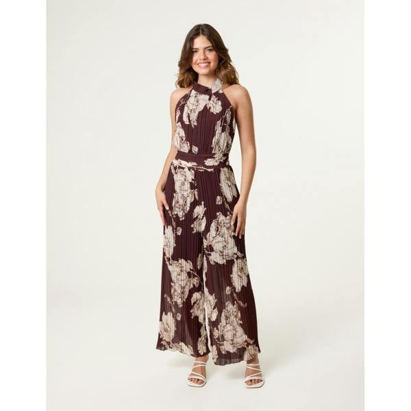 Blue Vanilla Pleated Halterneck Jumpsuit