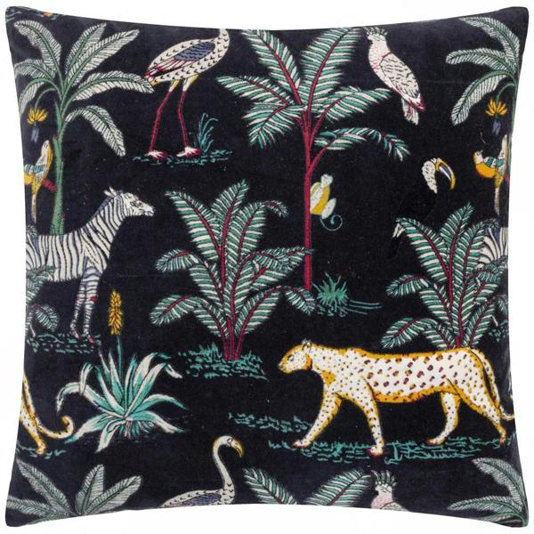Wylder Tropics Wilds Cotton Tropical Cushion Cover - Black - 
