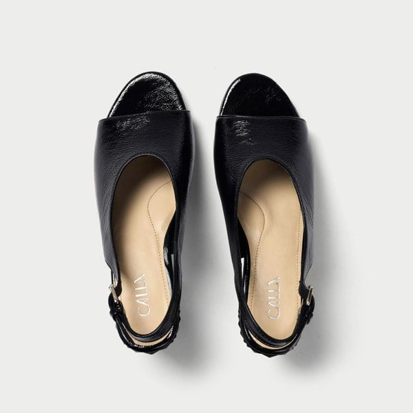 Calla Fern Shoes - Black Shine Leather