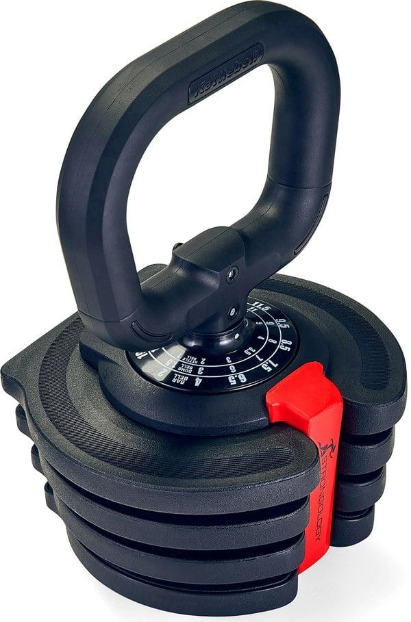 Strongology ELEMENT10 Home Fitness Black and Red Adjustable Smart Kettlebell from 1kg up to 10kg Training Weights