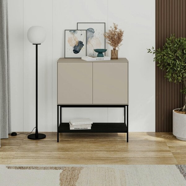 Decortie Amira 80cm Modern Console Table, Small Sideboard with Metal Legs & Push-to-Open Doors