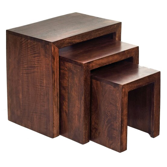 Wyld Haus Set of 3 Phuket Dark Mango Wood Nesting Tables