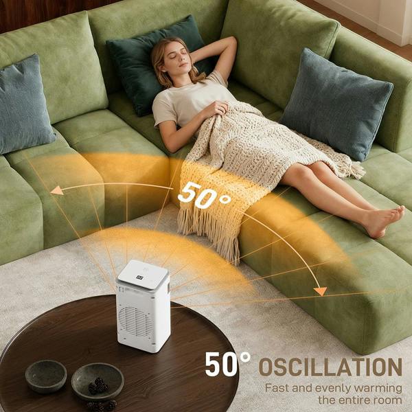 1500W Fan Electric Heater with 3 Modes Adjustable Thermostat White