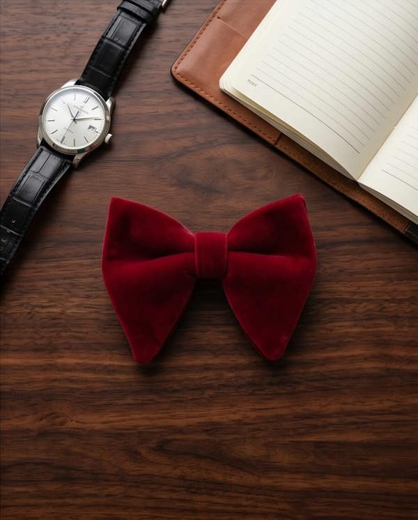 Pamoni Rich Burgundy Velvet Bow Tie