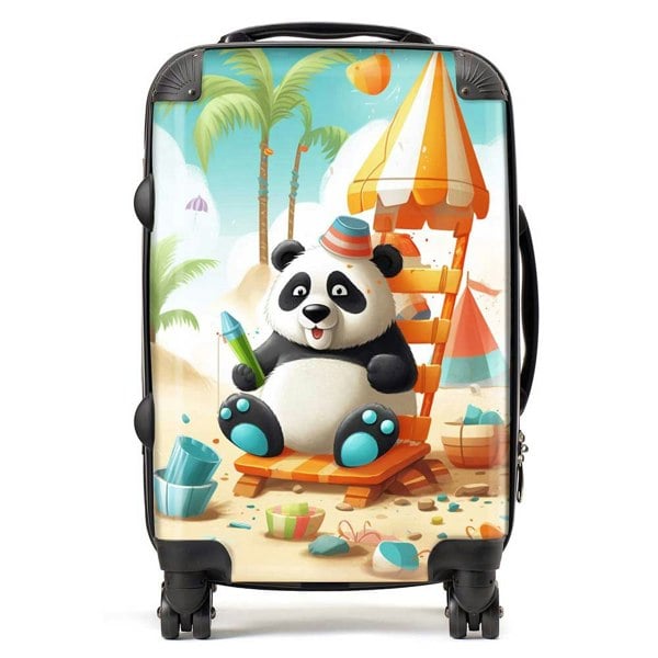 Warren Reed Panda On A Beach Holiday Suitcase