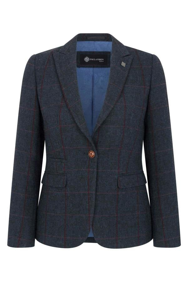 Paul Andrew Women's Navy Tweed Tailored Fit Formal Blazer