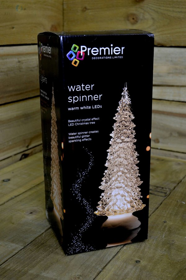 Samuel Alexander 30cm Dual Power LED Water Spinner Christmas Tree With Warm White LEDs