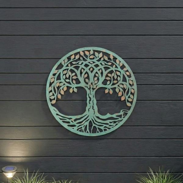 Garden Greatness Verdigris Rustic Tree Of Life Garden Wall Art