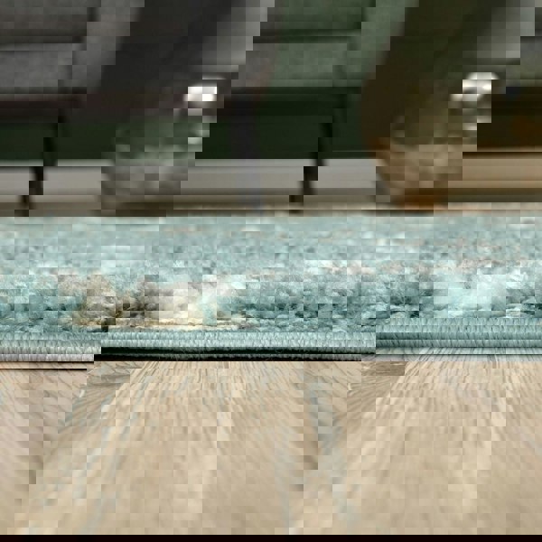 Moroccan Design Thick Shaggy Area Rugs Duck Egg Blue