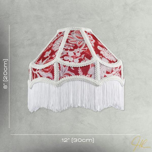 Vintage Victorian Style Floral Pendant Shade in Burgundy Red Fabric Image 7
