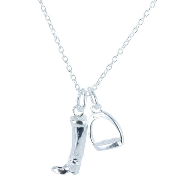 Detailed Sterling Silver Boot and Stirrup necklace - Reeves & Reeves