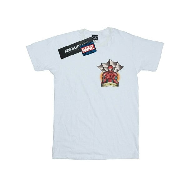 Marvel Mens Spider-Man Tattoo Breast Print T-Shirt - White