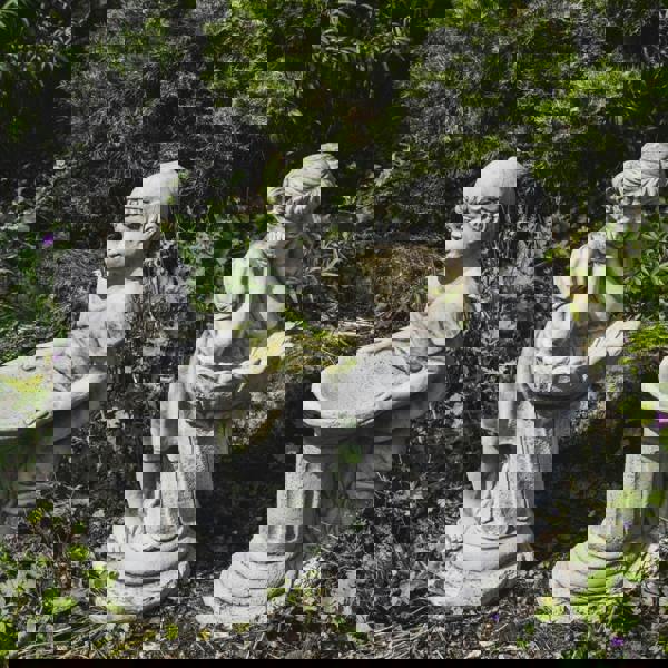 Dreaming Girl and Boy Garden Bird Bath Set