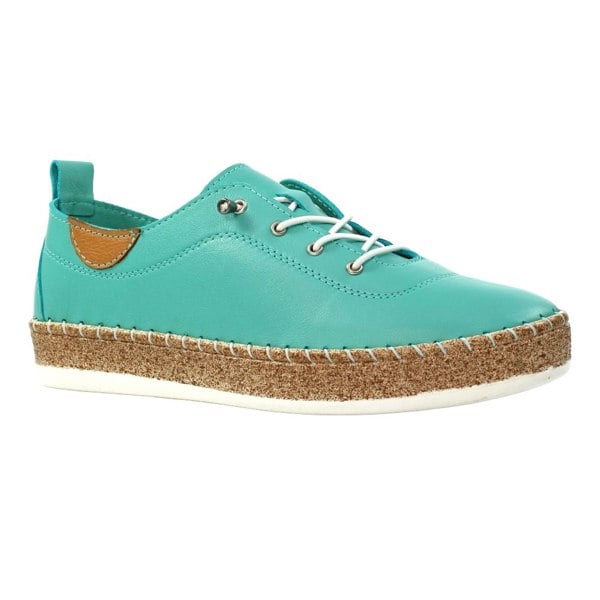 Lunar Womens Evie Leather Plimsolls - Turquoise