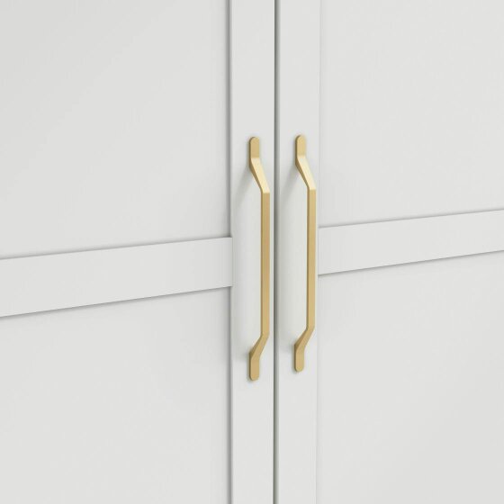 Wyld Haus Kahs White Wooden 2 Door Storage Wardrobe Gold Handles