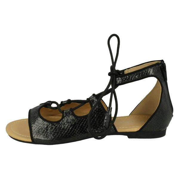 Spot On Ladies Spot On Snake Print Flat Sandals