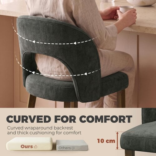 HOMCOM Modern Dining Chairs Set of 2 with Padded Seat, Backrest, Dark Grey