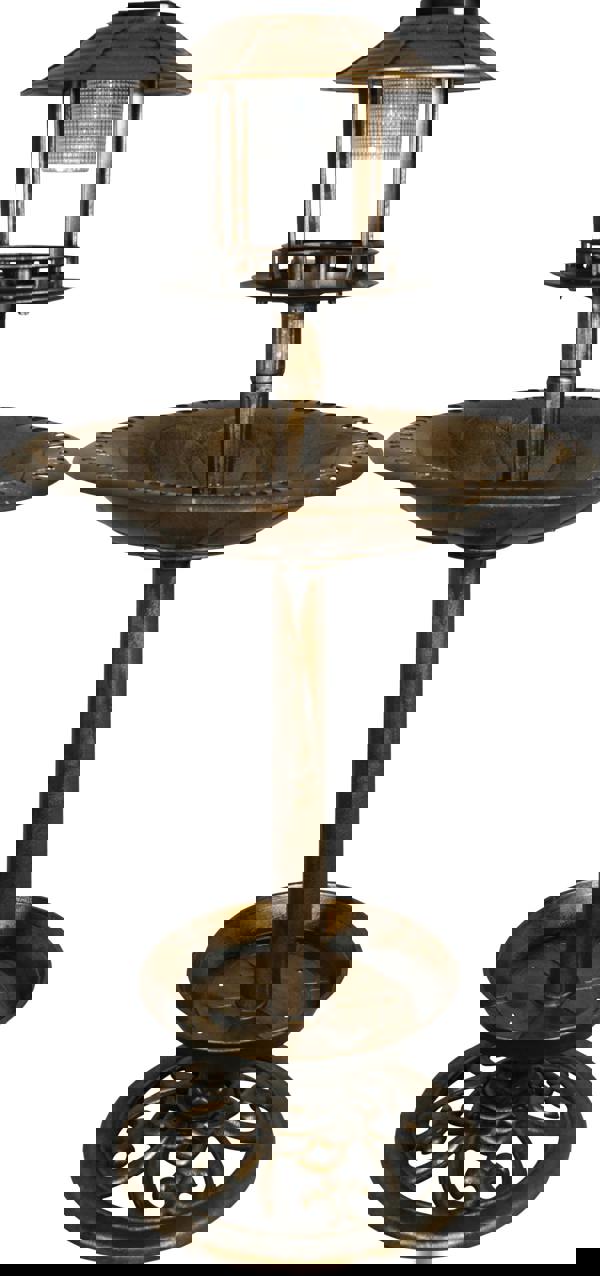 St Helens Ornamental Free Standing, Weather Resistant, Pedestal style, Easy Assemble Bird Bath Feeder with Solar Powered Light