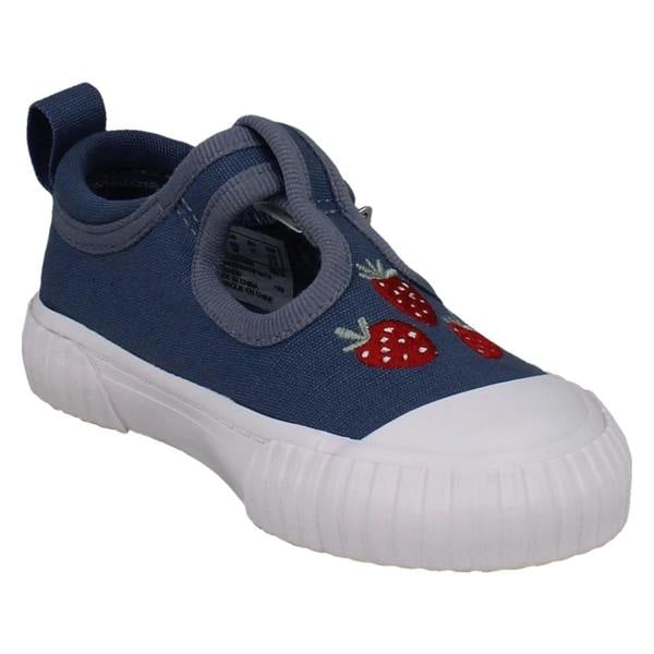 Clarks Girls Clarks Canvas Strawberry Design T-Bar Shoes Foxing Berry