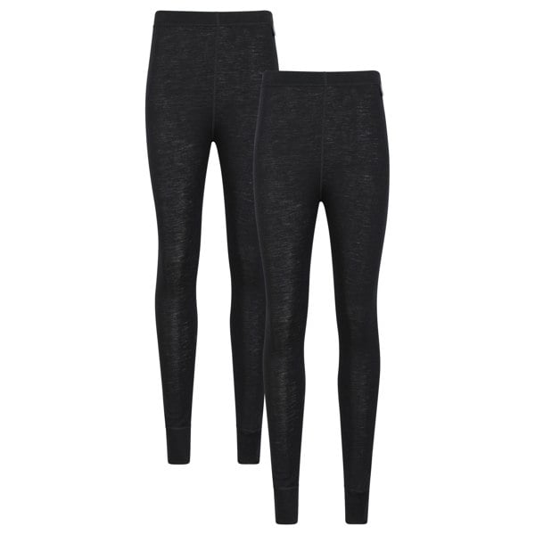 Mountain Warehouse Womens/Ladies Merino Wool Base Layer Bottoms (Pack of 2) - Black