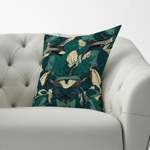 Warren Reed Green Beige Tropical Leaves Cushions