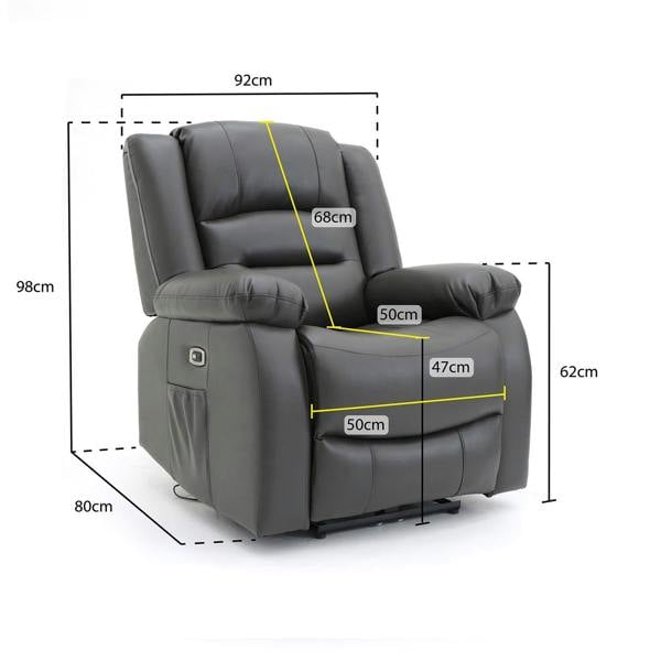 Furnishings For Less Arlo Black or Grey Leather Like Electric Reclining Sofa Suite 3 + 2 USB + Drinks Tray