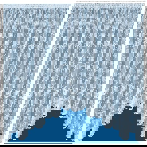 Tyrone Textiles Butterfly and Leaf Floral Net Lace Curtain Jardiniere with Elevated Base