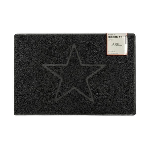 star large embossed doormat in black