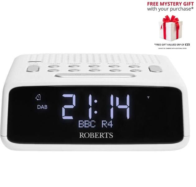 Roberts ORTUSDAB FM/DAB/DAB+ Bluetooth Digital Clock Radio - Free Gift RRP £15