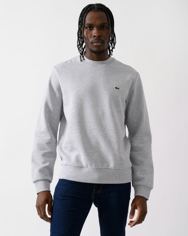 Lacoste Mens Crew Neck Fleece Sweatshirt - Silver Chine CCA