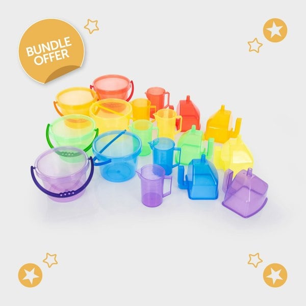 tickit Translucent Colour Buckets, Funnels & Jugs Set